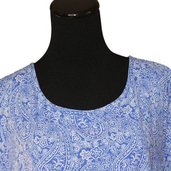 Land's End Comfy Pullover Dress Blue White Paisley 2x EUC - Picture 4 of 8